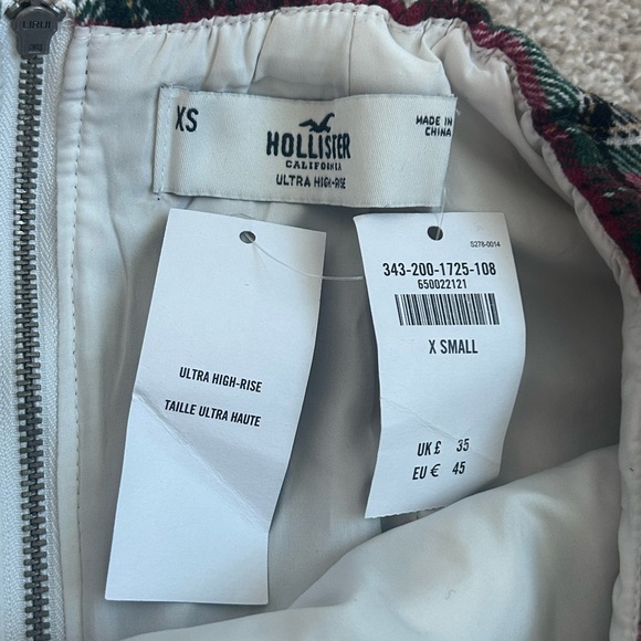 Hollister Ultra High Rise Red, White & Green Plaid Size XS Flannel A-Line Skirt - Picture 5 of 8